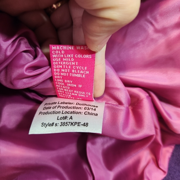 Girls Purple Coat Dressy Ruffled Button Down Collared Coat Size M 5/6 NWT - Picture 6 of 12
